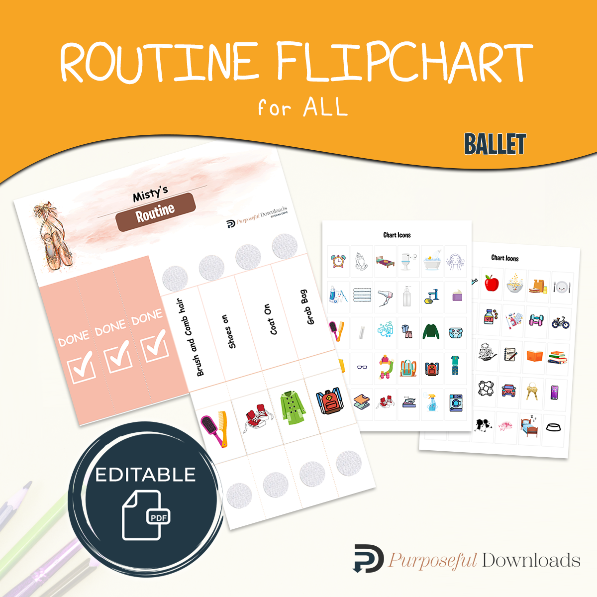 Ballet theme Routine Flipchart for ALL  [EDITABLE]