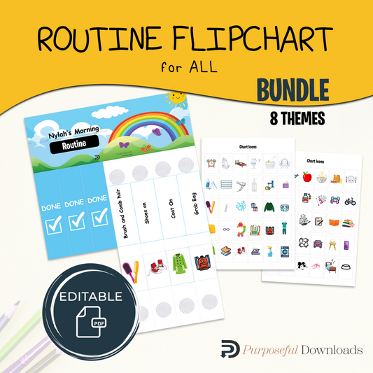 Routine Flipchart BUNDLE (8 themes) for ALL  [EDITABLE]