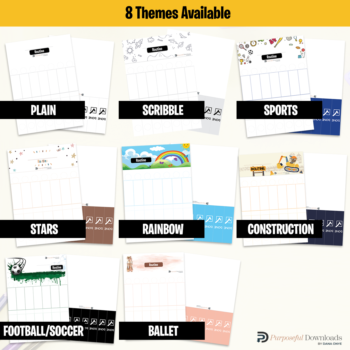 Routine Flipchart BUNDLE (8 themes) for ALL  [EDITABLE]