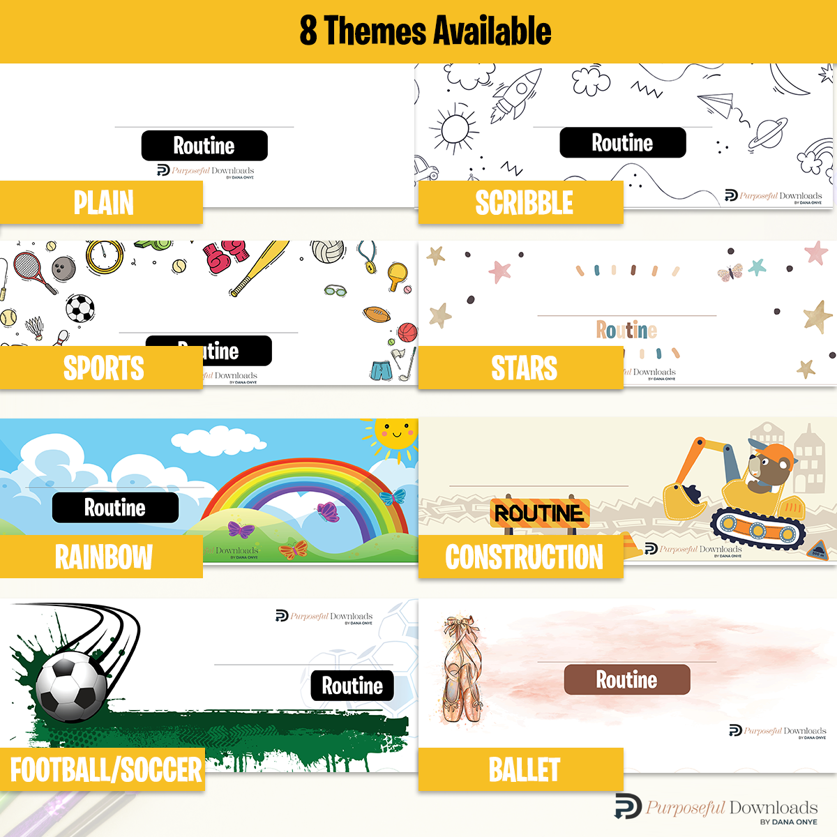 Routine Flipchart BUNDLE (8 themes) for ALL  [EDITABLE]