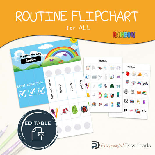 Rainbow theme Routine Flipchart for ALL  [EDITABLE]