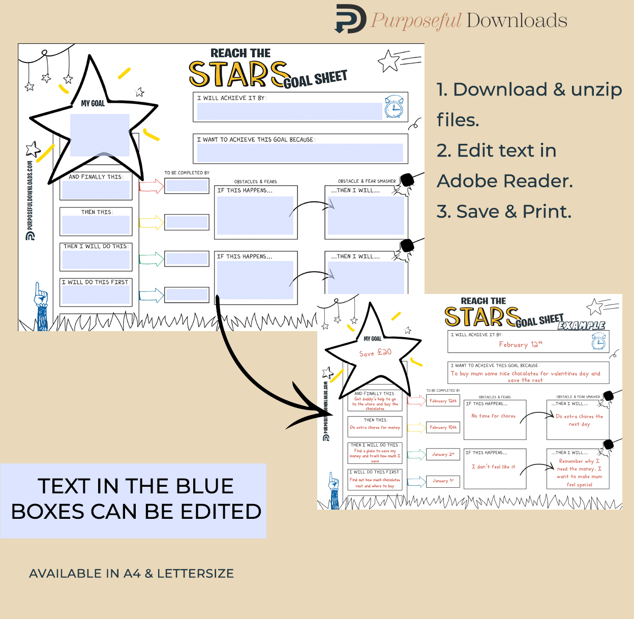 Reach the Stars Goal Activity Kit [EDITABLE]