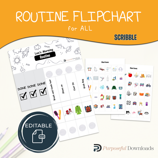 Scribble theme Routine Flipchart for ALL  [EDITABLE]