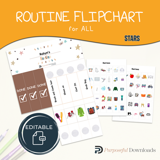 Stars theme Routine Flipchart for ALL  [EDITABLE]